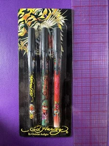 Juego de 3 bolígrafos Ed Hardy vintage Christian Audigier nuevo y sellado - Imagen 1 de 4