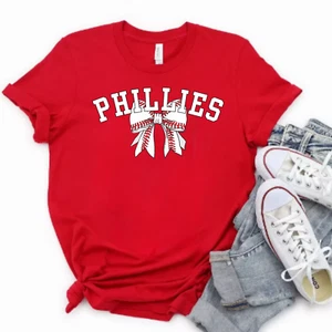 Philadelphia Phillies TShirt Bow Shirt Baseball Tee - Picture 1 of 28