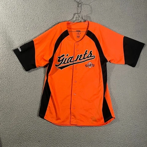 Stitches Jersey San Francisco Giants Baseball  Shirt Large Orange Button Down Cover