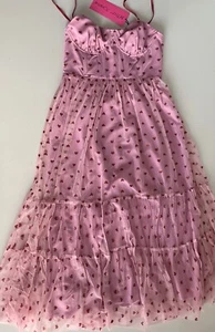 Vestido Betsey Johnson Estampado Corazón Retro Bustier Corsé Tul Midi Talla 6 Funciona Pequeño - Imagen 1 de 19