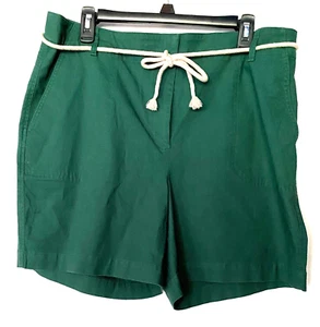 TALBOTS Flat Front Rope Tied Shorts Size 14 Green w/ Pockets NEW w/ Tags - Picture 1 of 3
