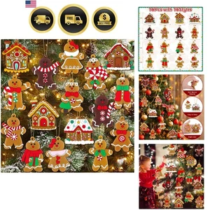 Weihnachten Lebkuchen Ornamente Set für Baumschmuck Lebkuchenhaus Deko - Bild 1 von 9
