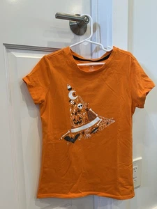 Camiseta naranja de Halloween Cat & Jack para niñas Top sombrero de bruja talla M (7/8) - Imagen 1 de 6