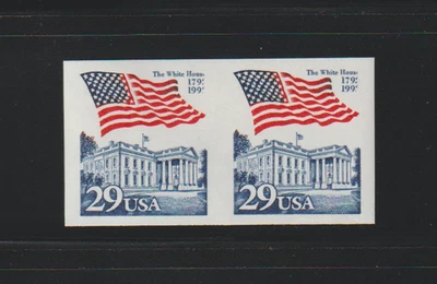 US ERROR Stamps: 2609a Flag, White House: Color/misprint, IMPERF coil pair! MNH - Image 1 of 2