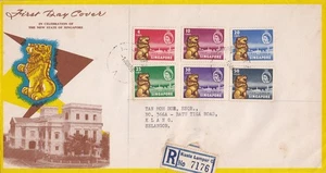 1. Juni 1959 SINGAPUR Neue Verfassung FDC Reg Kuala Lumpur nach Selangore 4c to - Bild 1 von 2