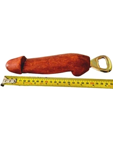 LARGE  FUN PAINTED WOODEN PENIS BOTTLE OPENER 8"/ 20cm. BAR , BBQ, BINTANG 🕉 - Picture 1 of 4