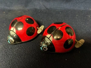 2 VTG Original Yone #2210 Lady Bugs; 3" Wind-Up Tinplate Toy; Japan;  Works! - Picture 1 of 1