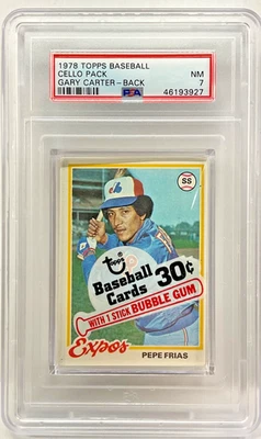 PSA 7 casi nuevo 1978 Topps paquete de violonchelo de béisbol sin abrir Gary Carter en la parte posterior Foto 1 de 2
