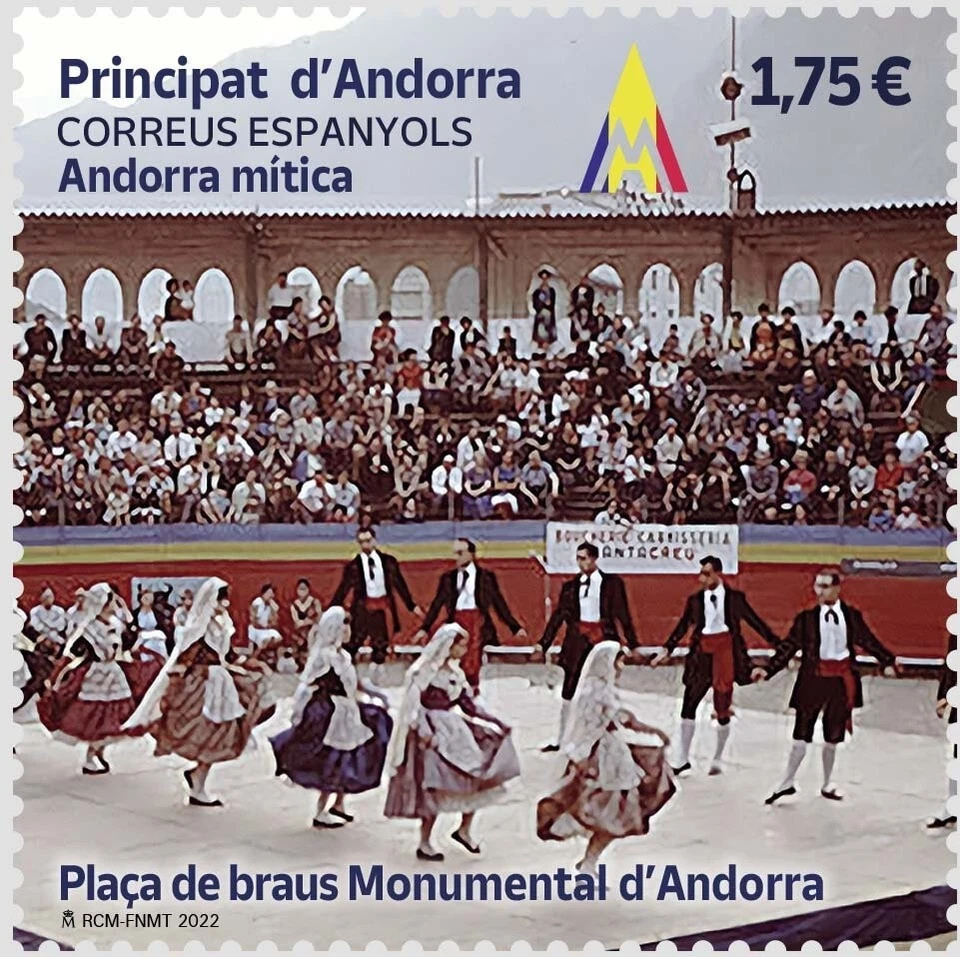Sello Andorra 2022 Edifil 530 ** Danzas Plaza de Braus Monumental Michel 527 Foto 1 de 1