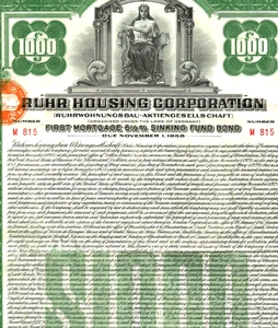 1000 $ "HYPOTHEKENANLEIHESCHEIN" (1958) "DEUTSCH" 1000 $ "HYPOTHEKENANLEIHE" 1958 - Bild 1 von 3