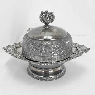 Prato de manteiga vitoriano Silverplate Hamilton perfeito estado por volta de 1880 - Imagem 1 de 4