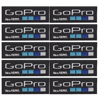 10 pcs GoPro Camera Logo Size 3.6 inch x 1.0 inch Sew Iron On  Patches - Image 1 of 4