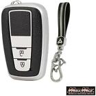 Leather- Tpu Soft Smart Key Case Toyota Type B Prius, Crown, C-HR, RAV4 Silver
