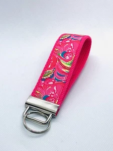 Portachiavi realizzato con nastro in grosgrain, rosa caldo, braccialetto - Foto 1 di 4
