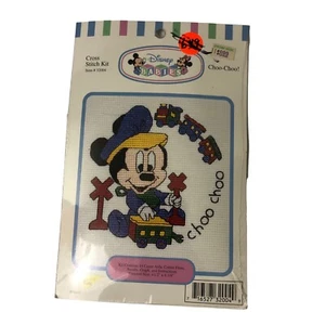Disney Babies Counted Cross Stitch Kit Baby Mickey Choo-Choo #32004 New Vintage - Picture 1 of 2