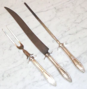 Juego de talla de placa de plata Holmes & Edwards ~ afilador de horquilla de cuchillos, de colección - Imagen 1 de 5