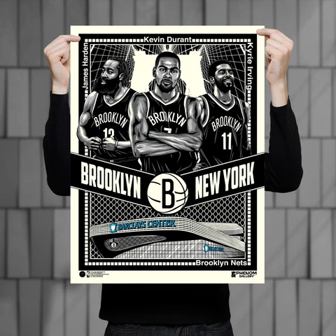 Phenom Gallery Brooklyn Nets Big Three 18" x 24" Serigraph Cover