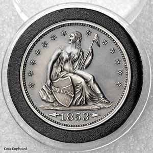 2oz .999 silver tribute round 1853 Seated Liberty w/custom finish - Picture 1 of 2