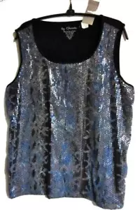 CHICO'S ESTAMPADO FLOCADO LENTEJUELAS TANQUE TENTADOR VERDE AZULADO NUEVO CON ETIQUETAS $79 CHICOS TALLA 2 = 12/14 - Imagen 1 de 4