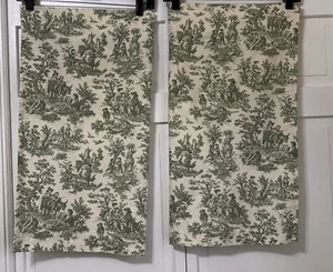 2 Waverly Curtain Panel 27Wx24L Green Toile Cottage Granny Core Charmed Life - Picture 1 of 8
