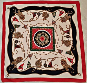 BUFANDA DE COLECCIÓN AUTÉNTICA ARTE NÁUTICO BANDERAS DE ANCLAJE ROJO AZUL MARRÓN 35" CUADRADA - Imagen 1 de 4
