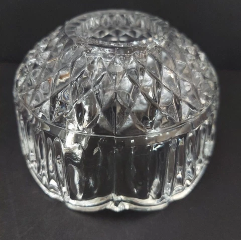 Vtg Clear Glass Lamp Shade Fairy Light Top Lid Only Diamond Scalloped 5" D Cover