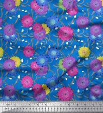 Soimoi Cotton Poplin Fabric Leaves & Aster Floral Print Fabric by-t8H