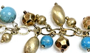 Veronese Gold Vermeil 925 Silver & Turquoise Gold Tone 8”Bracelet - Picture 1 of 7