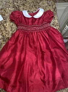 Girl's Rare Editions Smocked Fully Lined Red Dress Size 3T - Picture 1 of 6