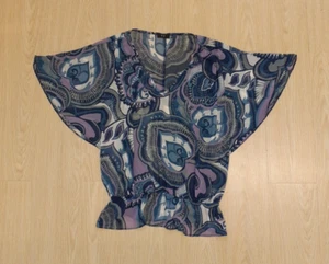 F&F Size 12 Sheer Blue Patterned Top With Elasticated Waist - Picture 1 of 8