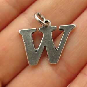 925 Sterling Silver Letter "W" Initial Design Charm Pendant