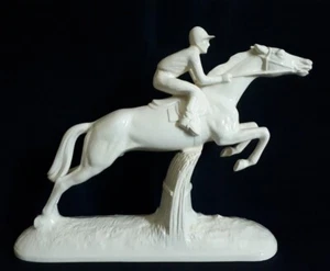 Antique Sarreguemines Ceramic Figurine Jockey Horse Rider Sculpture 15 FRANCE - Picture 1 of 12