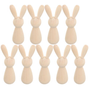  10 pièces figurines lapins 3D bois lapin modèle en bois poupée corps décorer