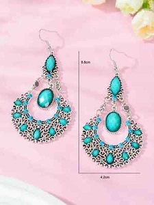 Pendientes de gota de agua decoración turquesa. - Imagen 1 de 2
