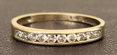 Stunning 9ct Yellow Gold Diamonds Half Eternity Channel Set Ring Size L - Image 1 of 4
