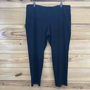 Eileen Fisher Pants XL Black Elastic Waist Pull On Viscose Straight Crop B189 - Picture 1 of 13