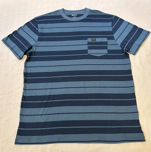 RVCA Malone gestreiftes tiefseeblaues T-Shirt T Large 100 % Baumwolle neu ohne Etikett - Bild 1 von 10