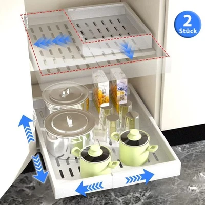 2 Stück Teleskopschublade Küchenschublade Ausziehbar Schrankauszug Korbauszug - Bild 1 von 4