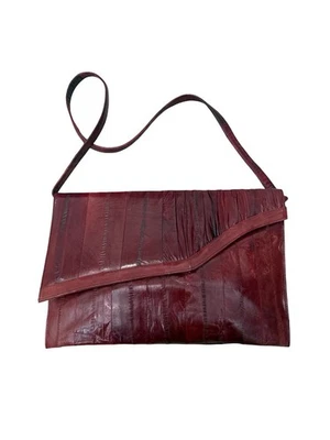 Carteira/embreagem e carteira vintage pele de enguia borgonha/sangue de boi - Imagem 1 de 4