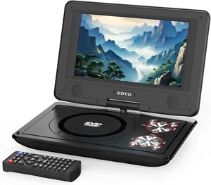 11.5" Portable DVD Player with 9.5" Swivel Screen, 5-Hours Rechargeable Black - Picture 1 of 7