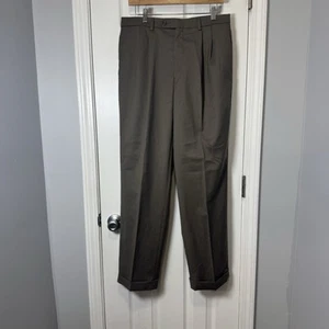 Pantalone Lauren Ralph Lauren uomo 32x32 tortora 100% lana plissettato polsini gamba dritta - Foto 1 di 7