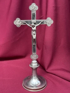 Antigua cruz de altar antigua iglesia sacerdote monasterio Jesús crucifijo altura 25 cm - Imagen 1 de 12