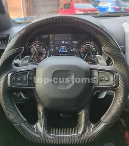 Volante perforado de fibra de carbono negro real para ram 1500 trx 2019-2024 - Imagen 1 de 1