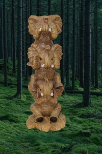 Design Toscano Hear No See No Speak No Evil Stacked Lucky Elephant Figurine - Picture 1 of 7