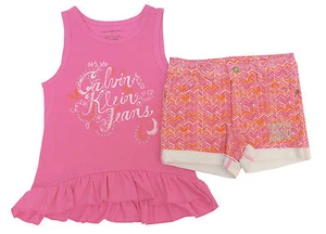 Calvin Klein 2 Piece Set Ruffle Tank & Shorts Little Girls Toddle Kids 4T - Picture 1 of 2