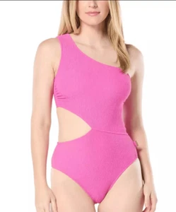 Michael Kors Women's One-Shoulder Side-Cutout Swimsuit Pink Size 8 new - Picture 1 of 5