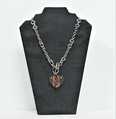 Rare Juicy Couture Vintage Chunky Wood Heart Charm Toggle Necklace - Image 1 of 4