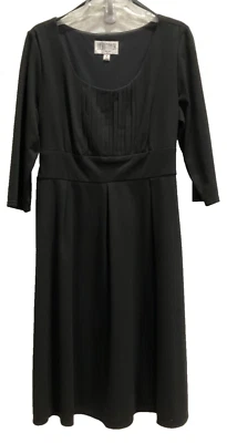 Julian Taylor NY Formal Dress Size 16 Black Pleated Bodice 3/4 Sleeve Party F37 - Image 1 of 4