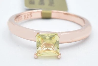 GENUINE 0.90 Cts PERIDOT RING .925 Sterling Silver -Rose Finish - Made in USA - Image 1 of 3