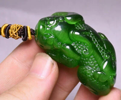 Colgante Amuleto 4,5 cm Antigua China Ojo de Gato Piedra Filacteria Bestia Tropas Valientes Foto 1 de 4